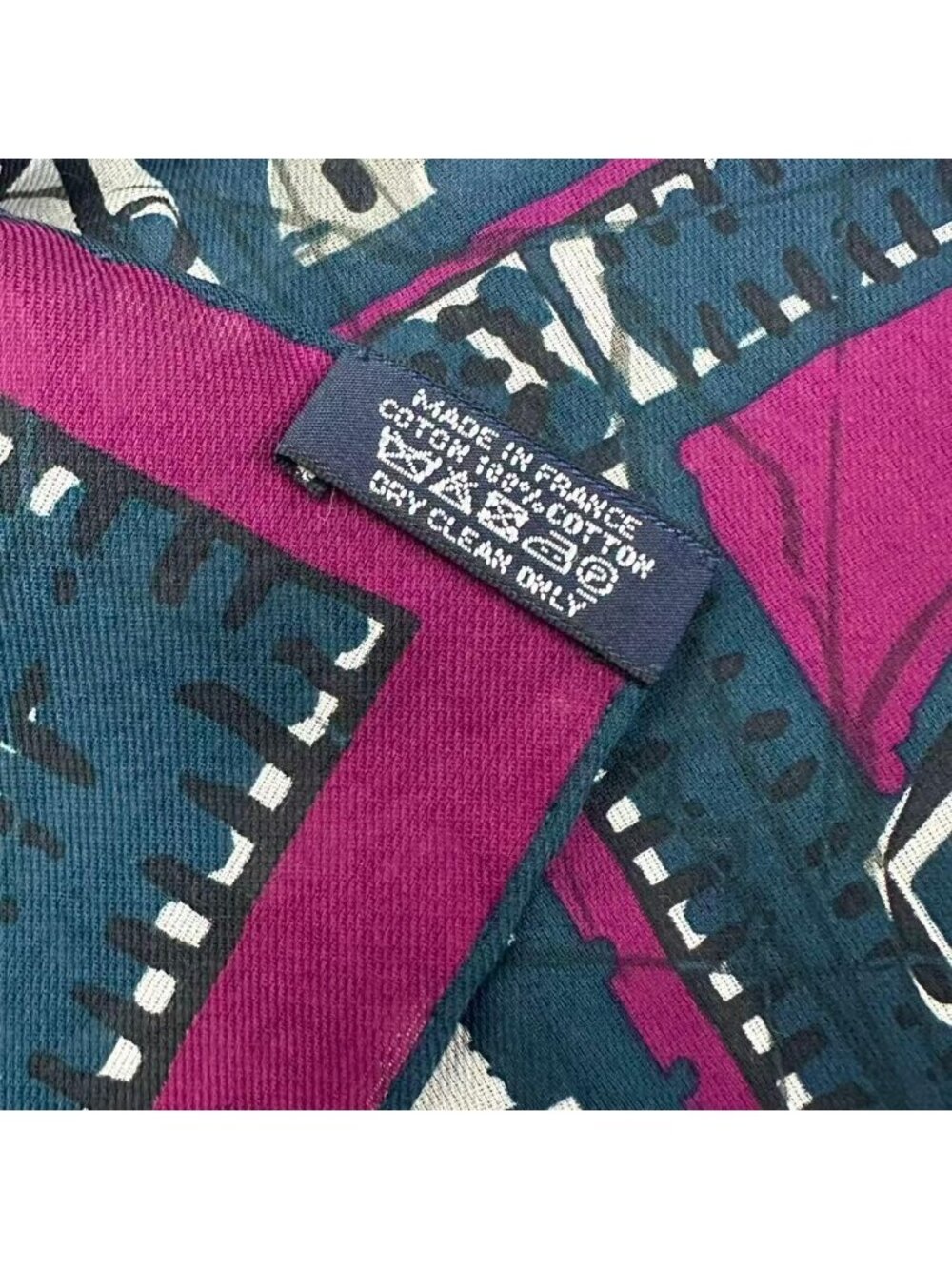Hermes le Boubou H Scarf Cotton Navy - Picture 7 of 7